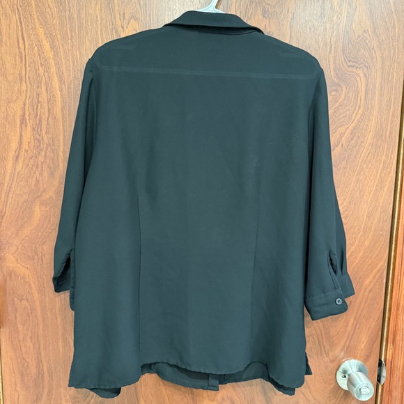 Venezia‎ Women's Black 3/4 Sleeve Button Down Sheer Blouse Top Plus Size 14/16 - Picture 3 of 6